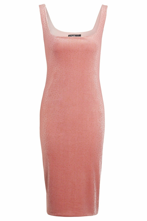 Pink Velvet Polka Dot Dress