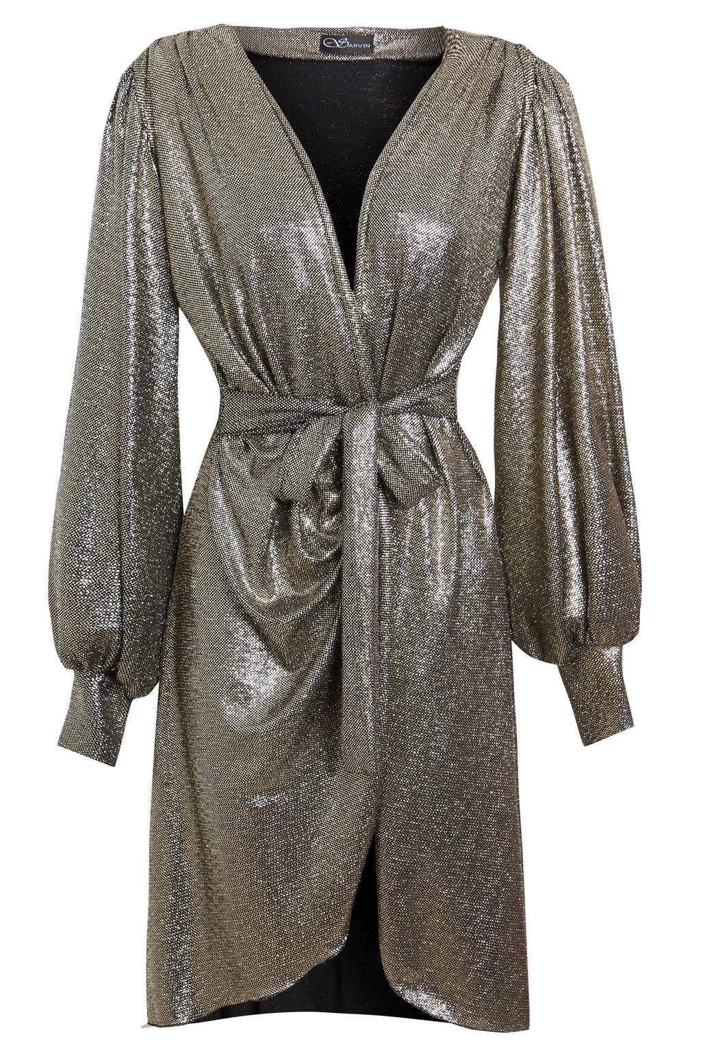 Long Sleeve Sequin Wrap Dress