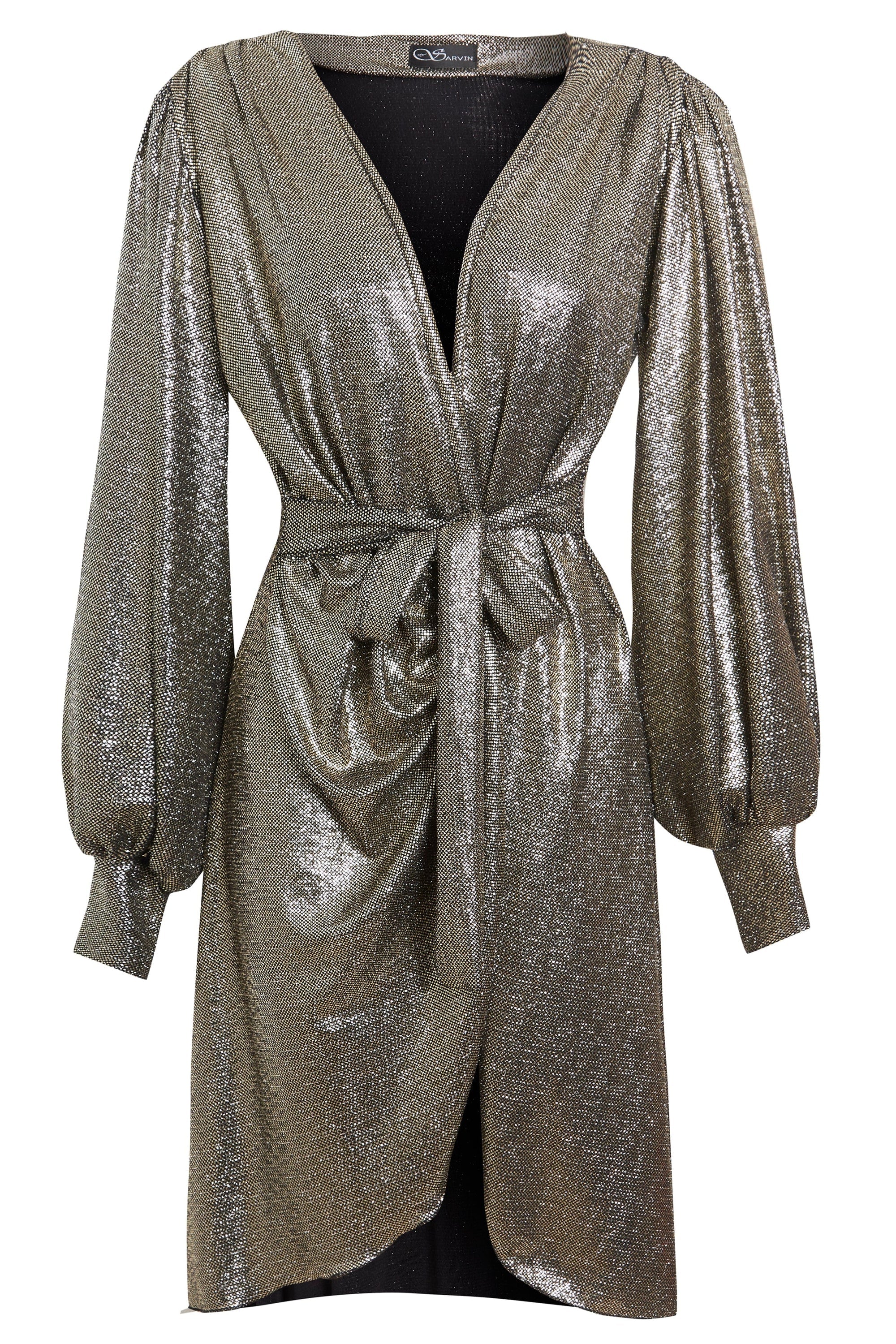 Long Sleeve Sequin Wrap Dress