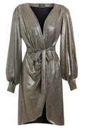 Long Sleeve Sequin Wrap Dress