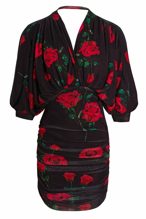 Ruched Batwing Mini Dress