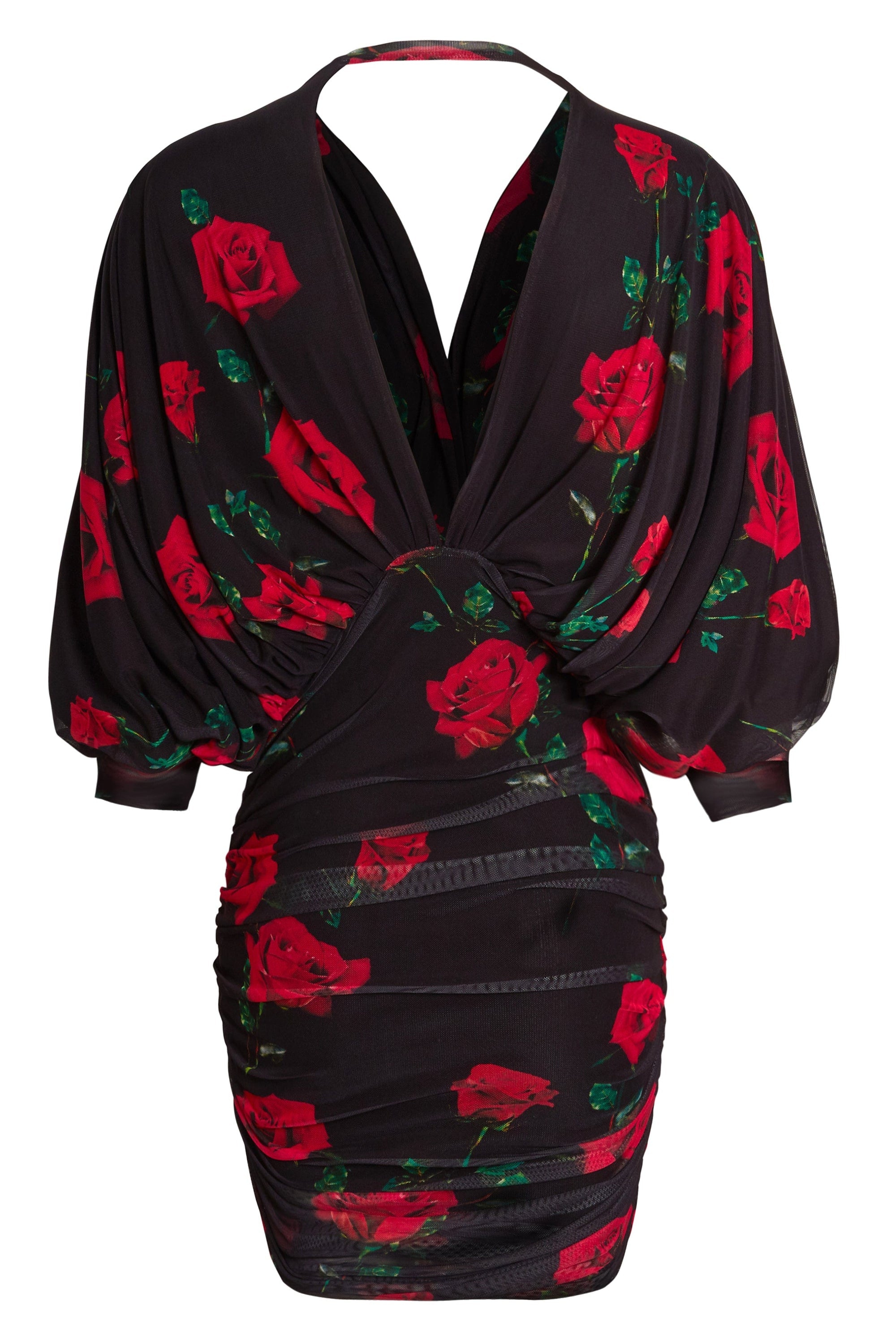 Ruched Batwing Mini Dress