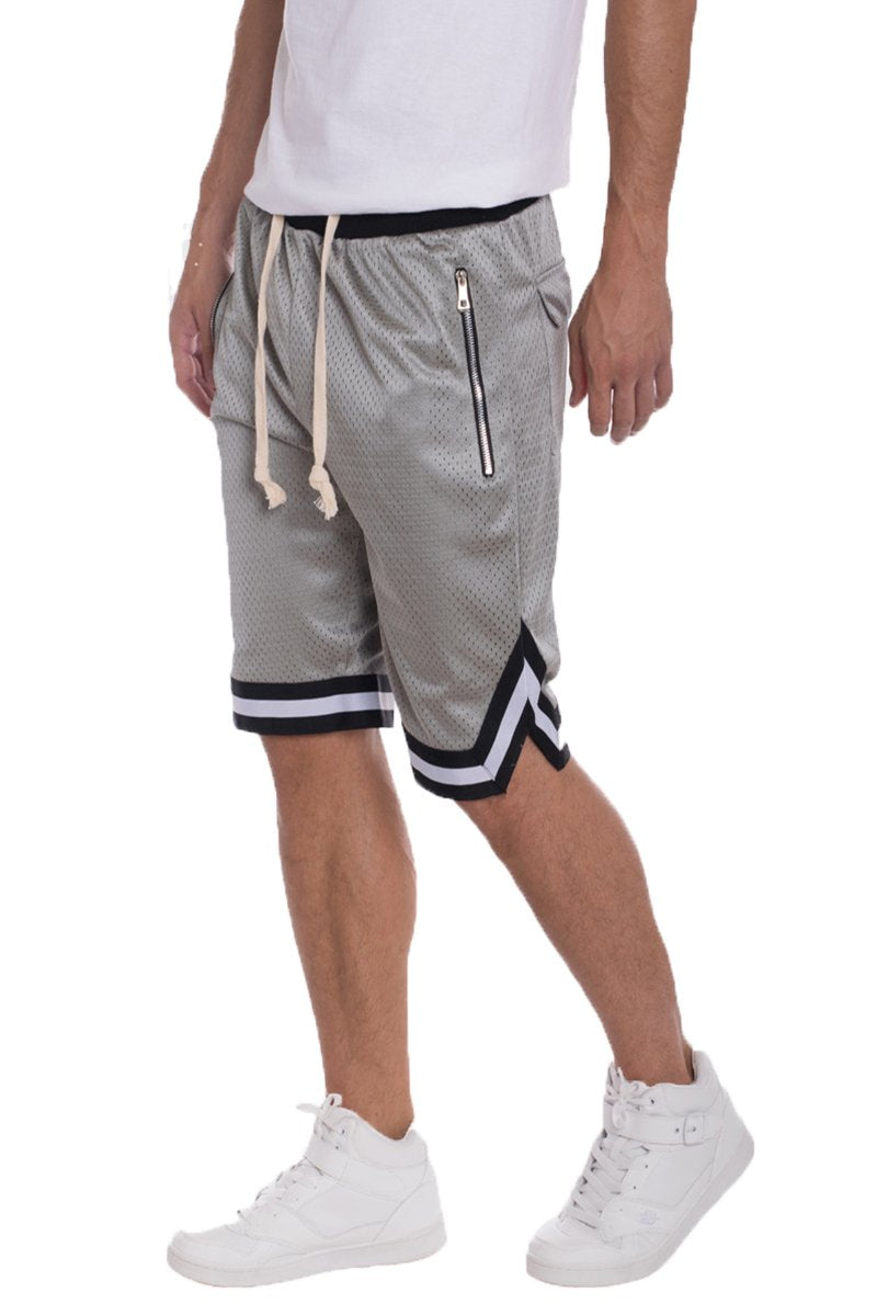 Grey Lime Milo Solid Mesh basketball shorts with breathable fabric and athletic fit, ideal for active sports and workouts.
