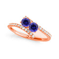 USA Studs R781-S-D-.50-14R-i-1 0.50 14K Rose Gold Sapphire Two Stone R