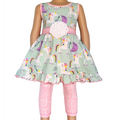 AnnLoren Girls Unicorns Rainbow Dress & Pink Swirl Leggings Outfit