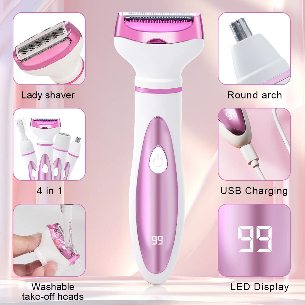 4 In 1 Electric Lady Shaver Body Hair Removal Epilator Painless