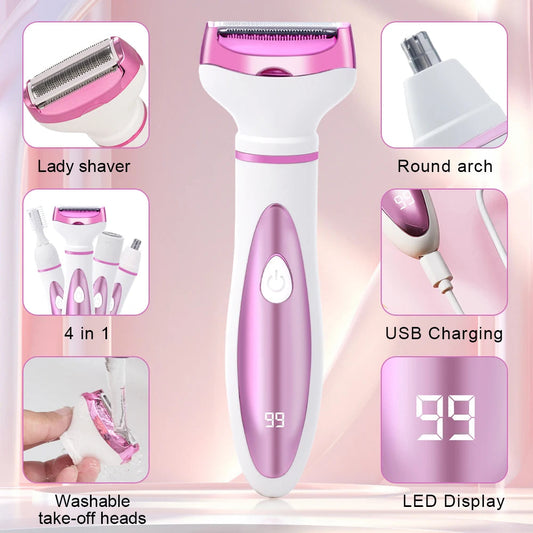 4 In 1 Electric Lady Shaver Body Hair Removal Epilator Painless