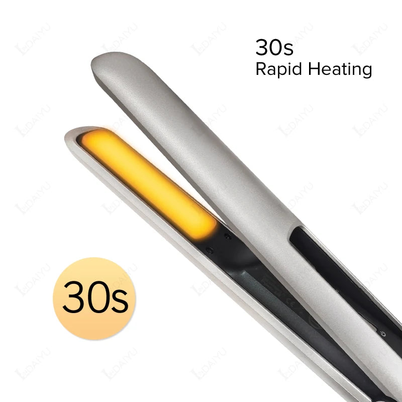 Cordless Hair Straightener Mini Portable Wireless Curler USB