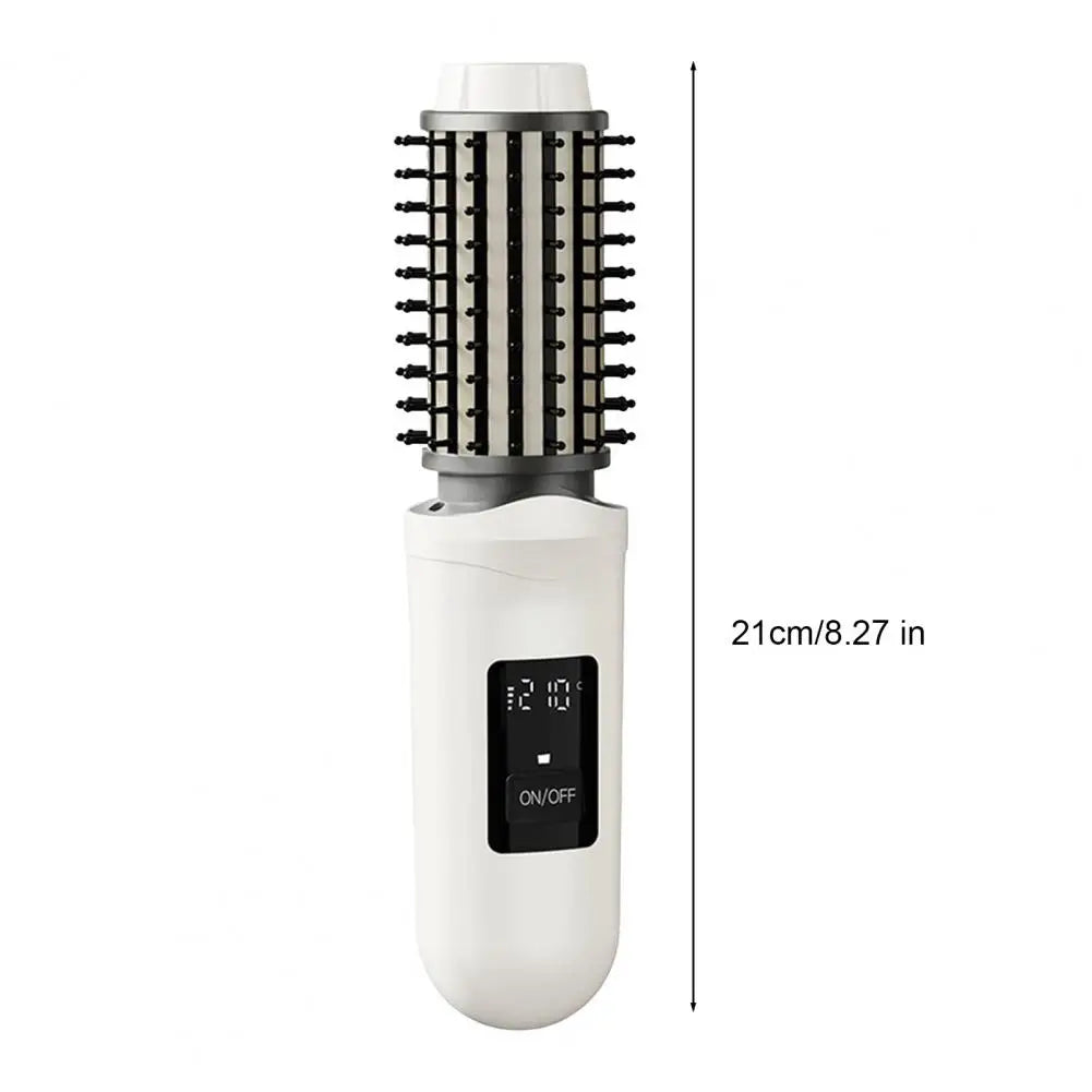 Cordless Hair Curling Iron Brush USB Rechargeable Travel Heated Round