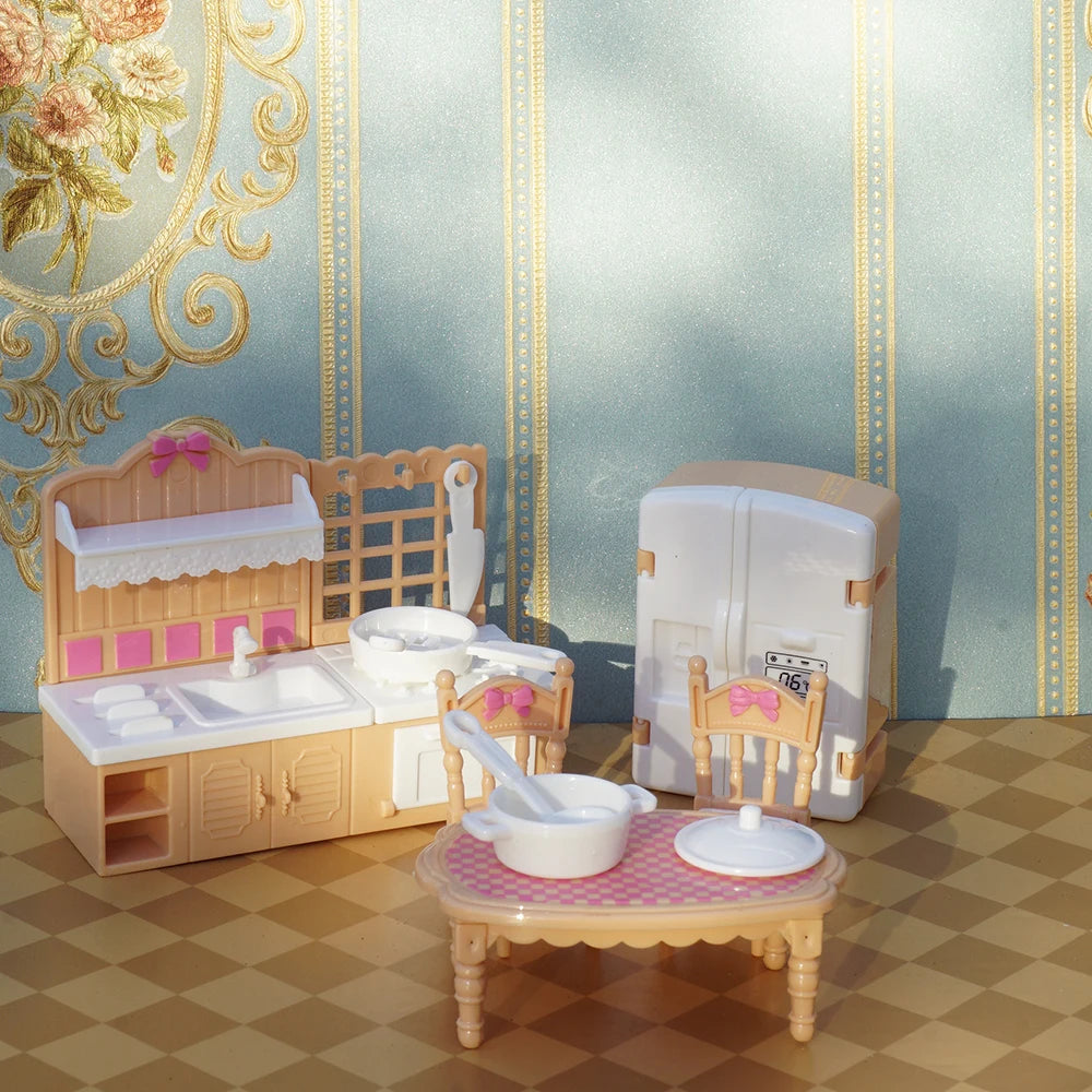 24Pcs Style Brown Miniature DollhouseFurniture Accessory Kids Toy Cute