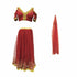 Red Elsa princess costume for pets, featuring belly dance-inspired design from White Eucalyptus, suitable for parties and cosplay.