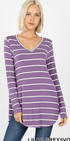 Ochre Ismene knit striped tunic for women, featuring a cozy, casual design with multicolored horizontal stripes.