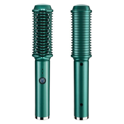 Maroon Asteria portable travel hot air comb with USB wireless design, straightening hair while on the go, compact and easy to use.