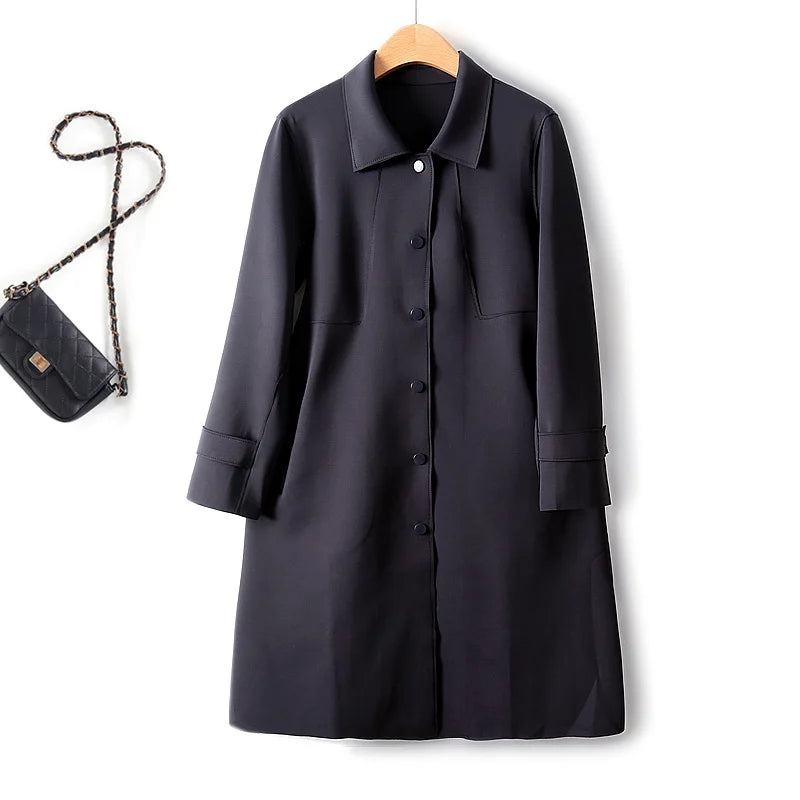 Simple French Fashion Light Luxury Windbreaker Mid Length Autumn Turn