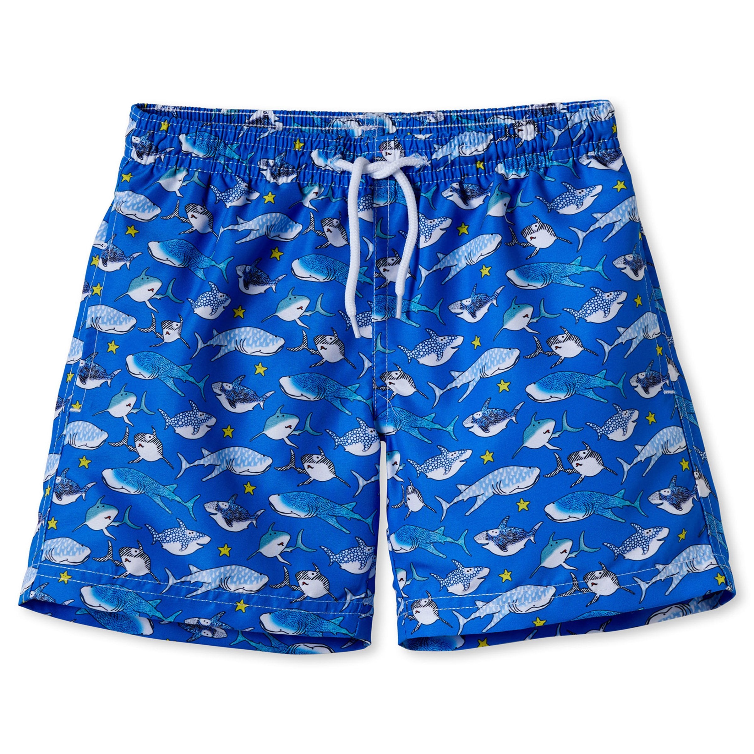 Board Shorts With Sharks Royal Blue