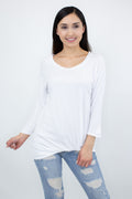 Twisted Front Comfortable Top - White