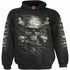 Black Jasper CAMO-SKULL black hoodie with camo skull graphic, casual sweater with drawstring hood and front pocket.