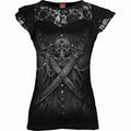 STRAPPED - Lace Layered Cap Sleeve Top Black