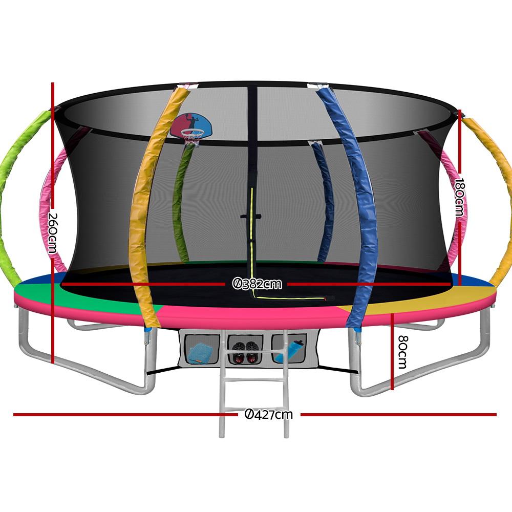 14ft Trampoline Everfit Kids Trampoline Rebounder w/ Ladder Basketball