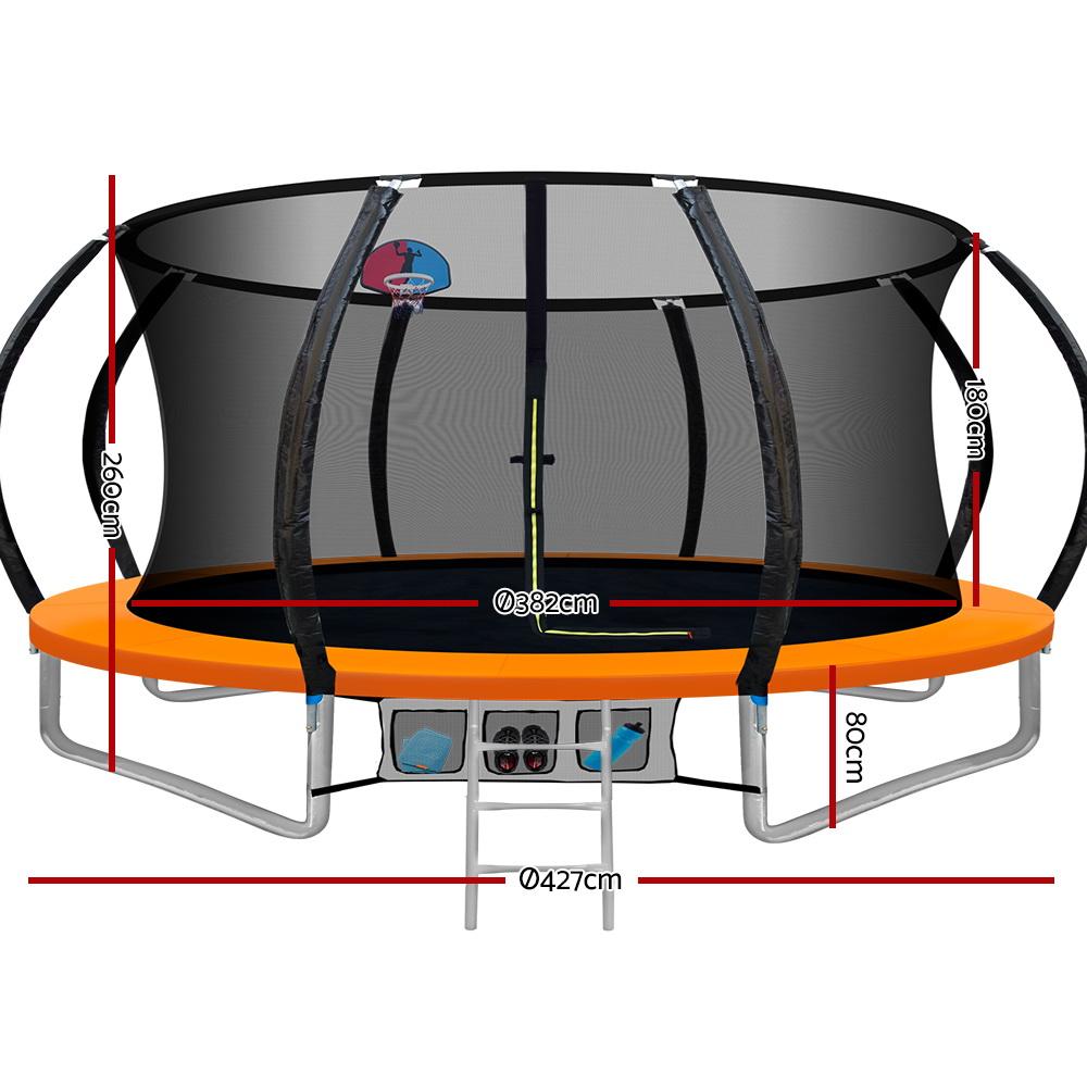 14ft Trampoline Everfit Kids Trampoline Rebounder w/ Ladder Basketball