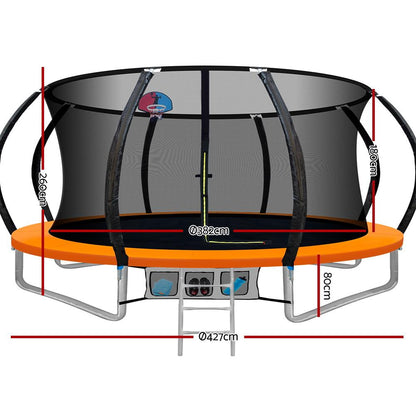 14ft Trampoline Everfit Kids Trampoline Rebounder w/ Ladder Basketball
