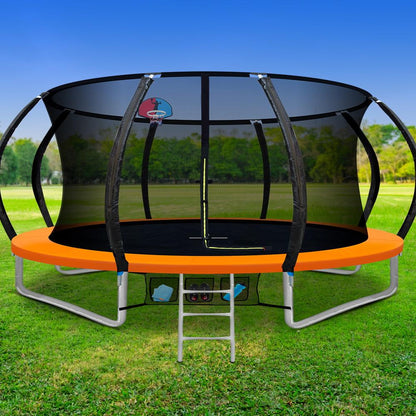 14ft Trampoline Everfit Kids Trampoline Rebounder w/ Ladder Basketball