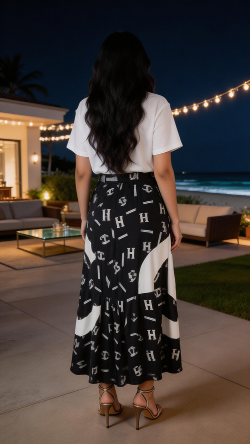 Chic Two Pieces T-Shirt &amp; Pleated Long Skirt Sets