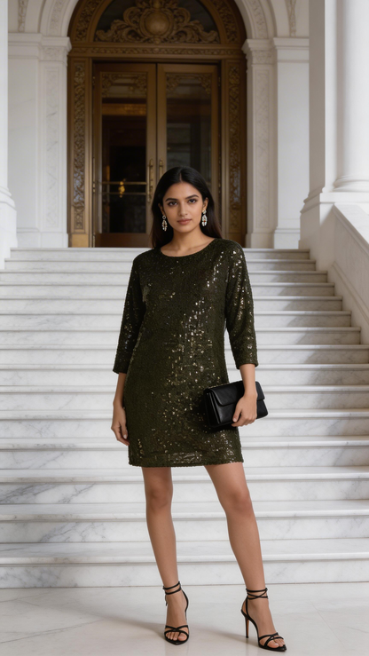 Vince Camuto Sparkle &amp; Shine Sequin Dolman Shift Dress