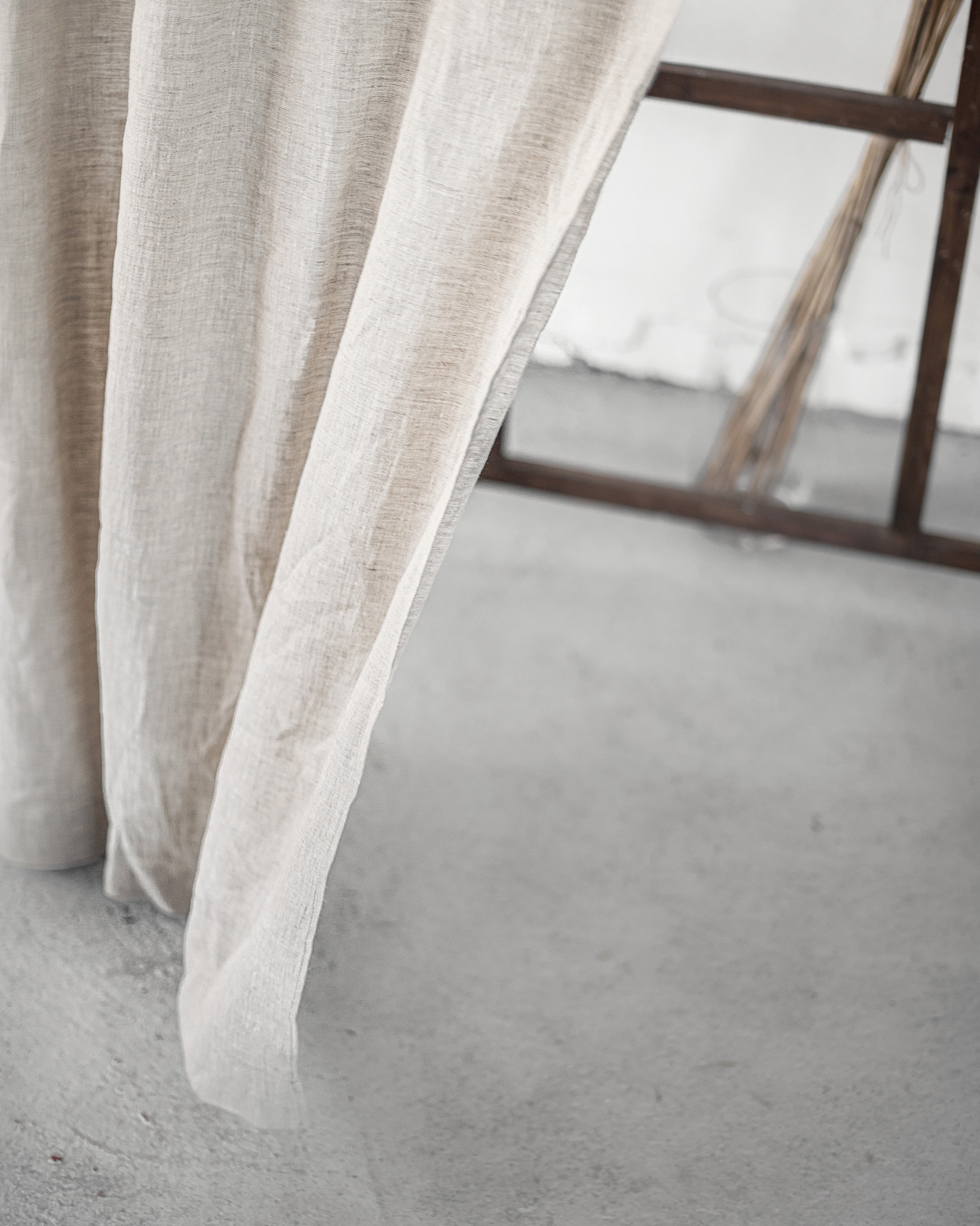 Grey linen curtain with rod pocket