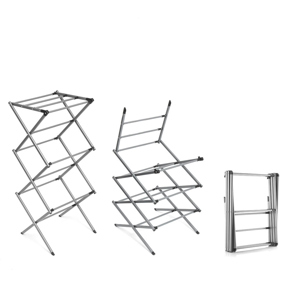 Folding and Extendable Metal Clothes Dryer with 3 Levels Cloxy