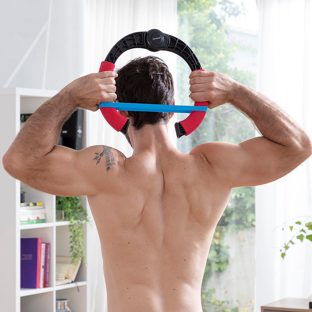 Adjustable arm exerciser with resistance bands and exercise guide by Bigbuy, designed for strength training and fitness workouts.
