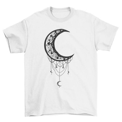 Turquoise Theseus illustrated moon T-shirt featuring a detailed moon graphic on soft fabric, perfect for casual wear.