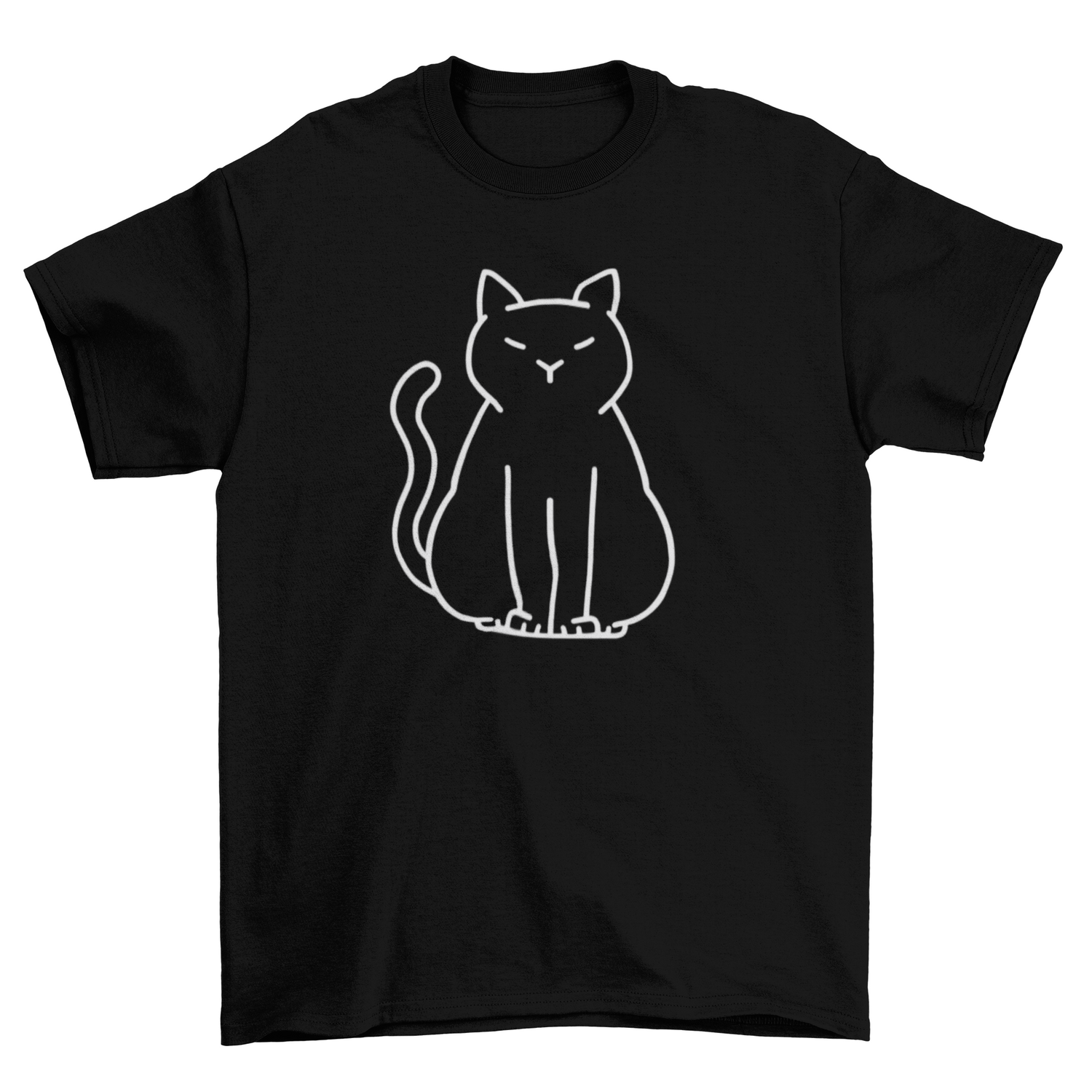 Minimalist cat T-shirt by Turquoise Theseus featuring a simple, stylish design on soft fabric.
