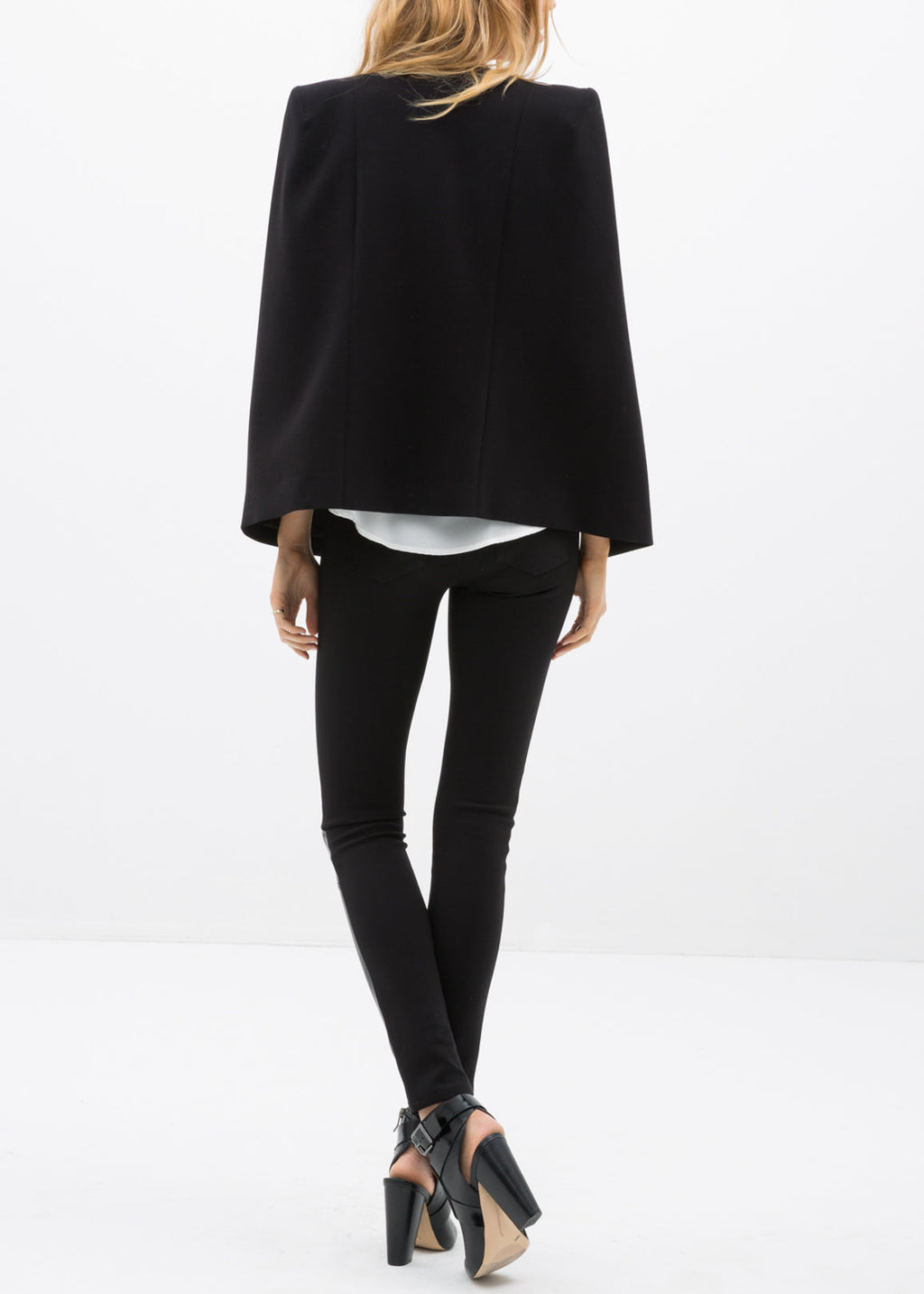 Black Leather Contrast Skinny Pants