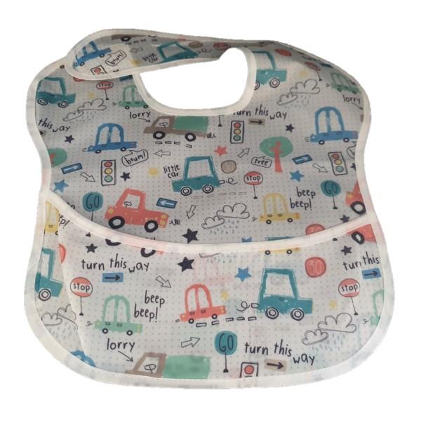Waterproof Baby Bib with Crumb Catcher - Assorted Designs