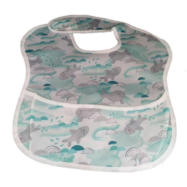 Waterproof Baby Bib with Crumb Catcher - Assorted Designs