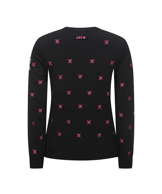 ANEW Golf: Women Monogram Logo Point Pullover Sweater - Black