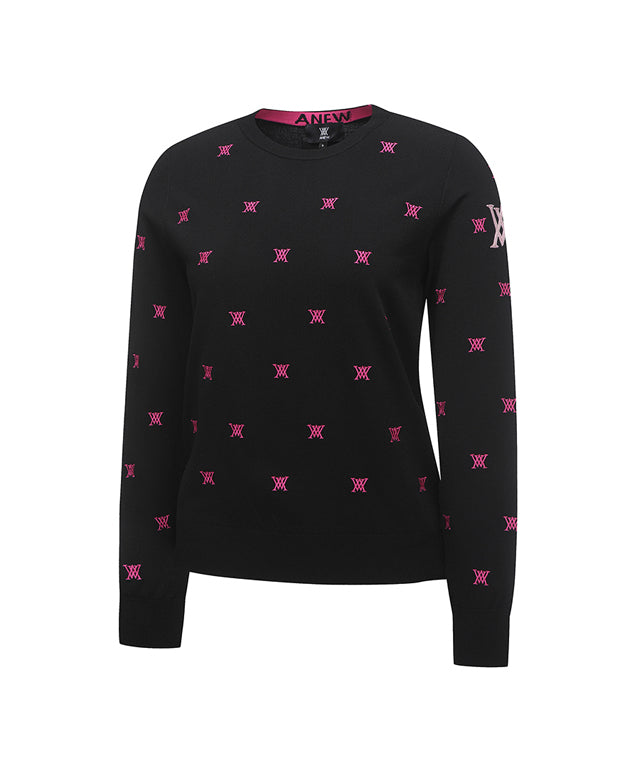 ANEW Golf: Women Monogram Logo Point Pullover Sweater - Black