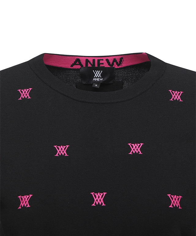 ANEW Golf: Women Monogram Logo Point Pullover Sweater - Black