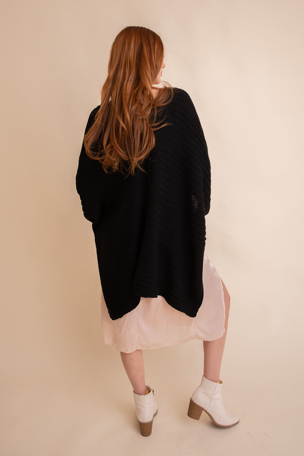 Ridged Rib Knit Ruana – Stylish Layering Wrap
