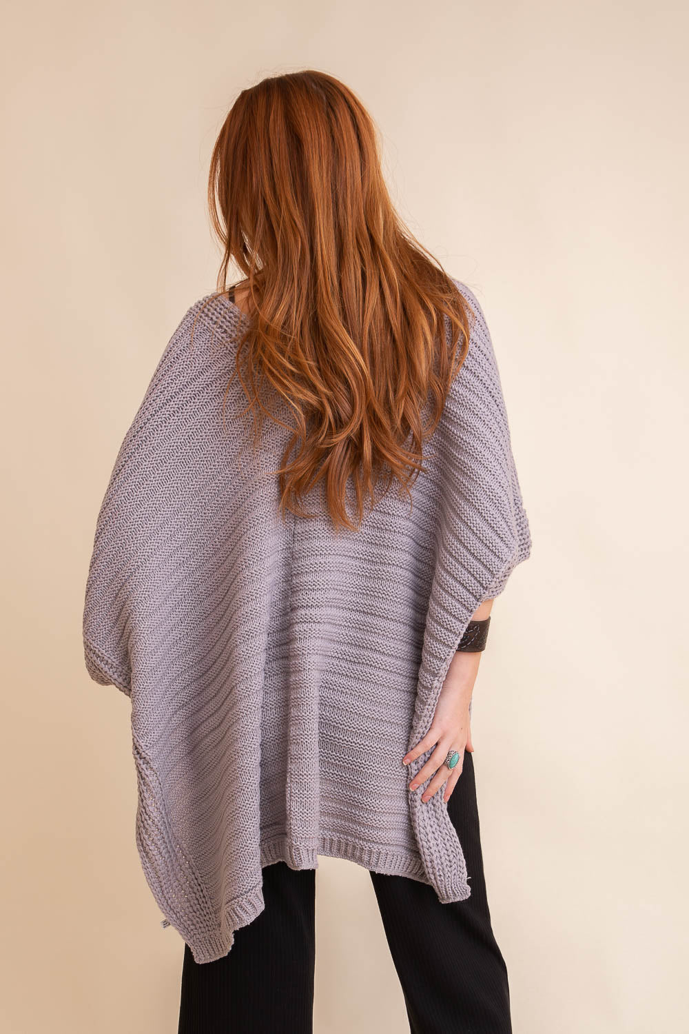 Ridged Rib Knit Ruana – Stylish Layering Wrap