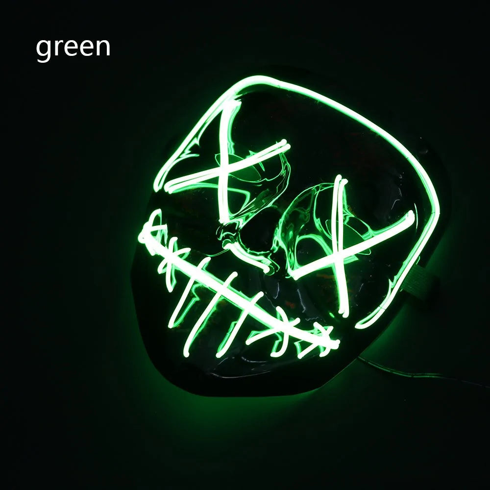 White Eucalyptus Halloween LED mask for pets, featuring spooky glowing eyes and festive Halloween-themed design.