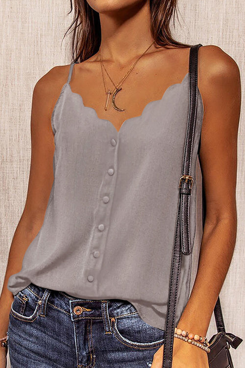 Spaghetti Straps Buttoned V Neck Vest