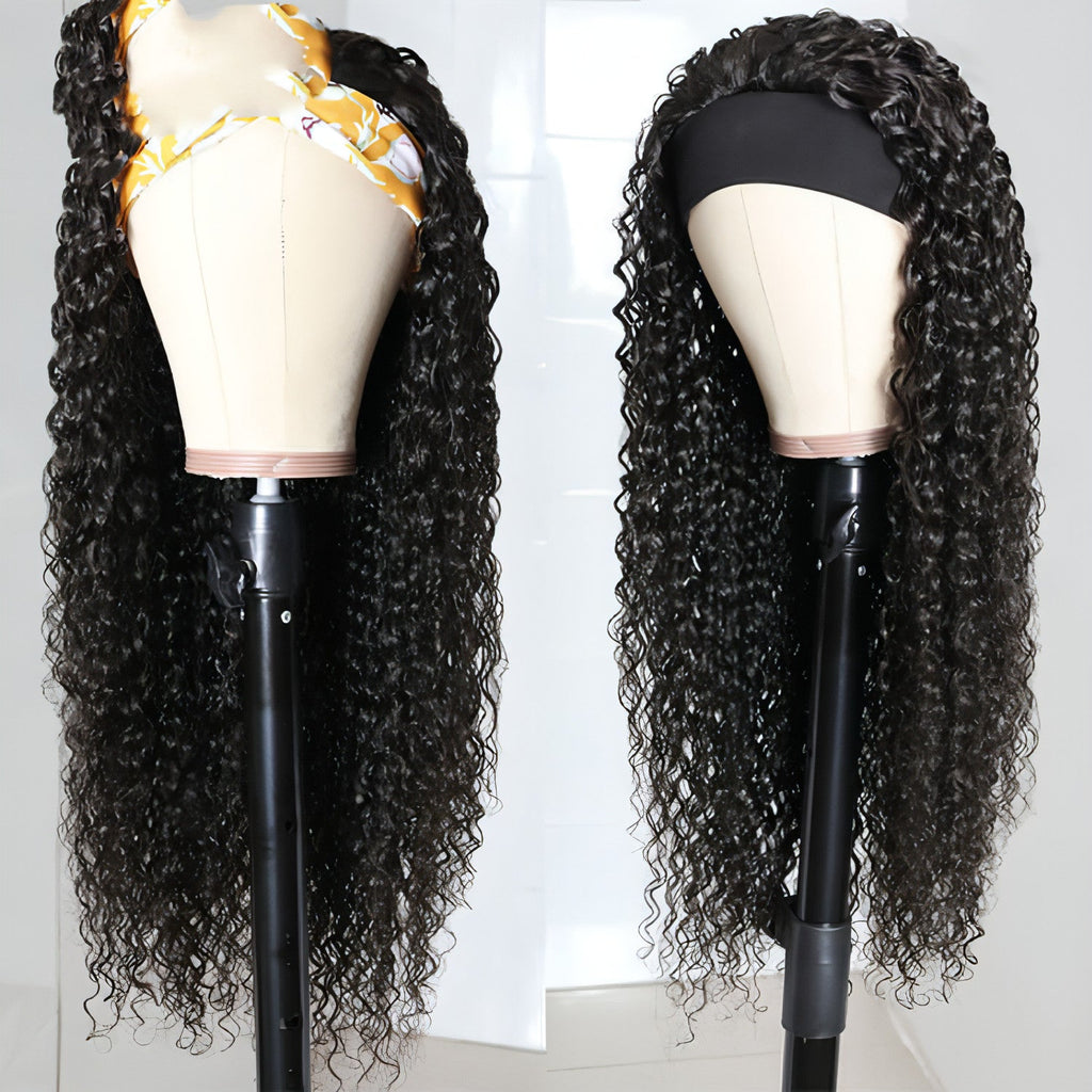 LuxeWave Full Mechanism Hair Band Wig Headgear Real Hair