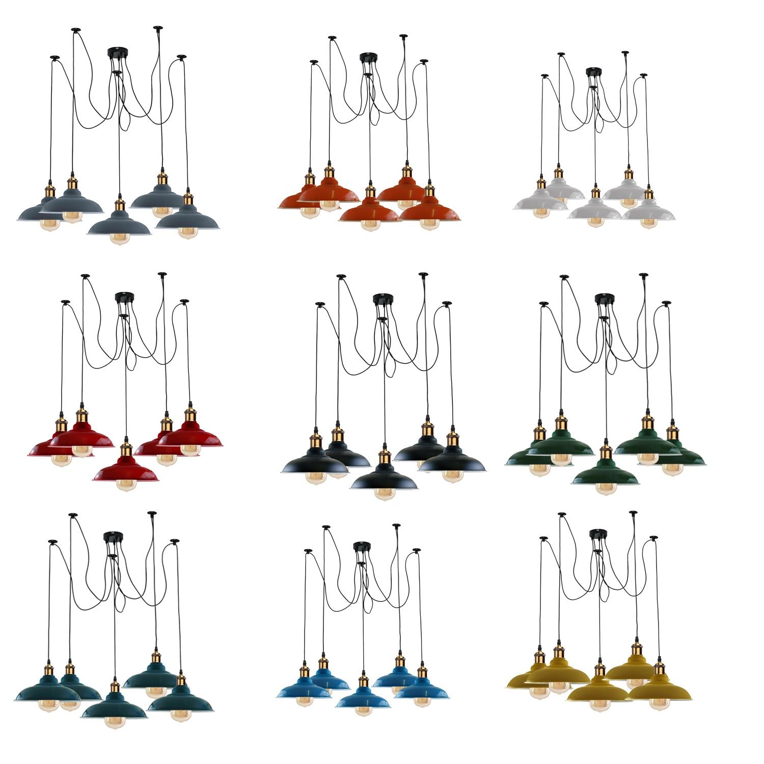 Industrial Spider Adjustable Multi Arm Pendant Light 5-Light E27~3399