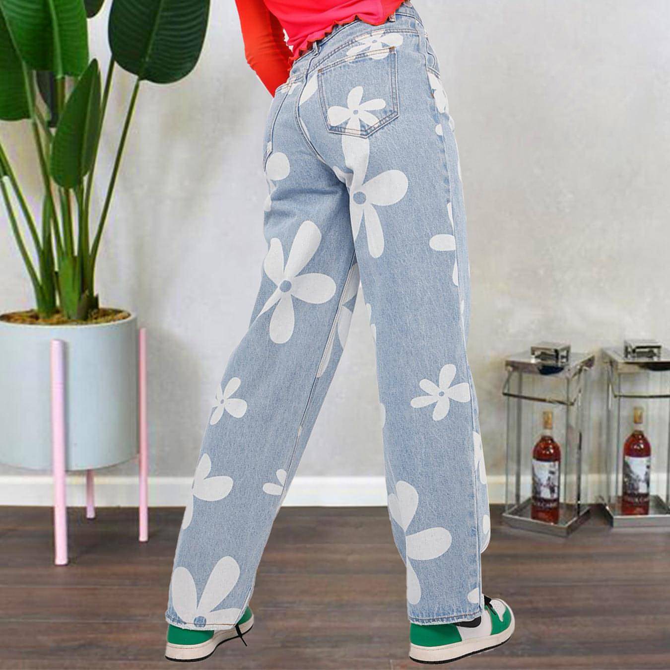 DenimDare™ Women's Simple Printed Straight Jeans