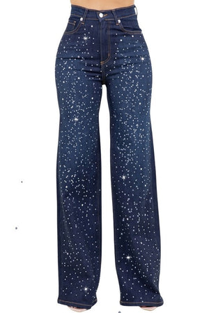 Olivia Rhinestone Wide Leg Jean
