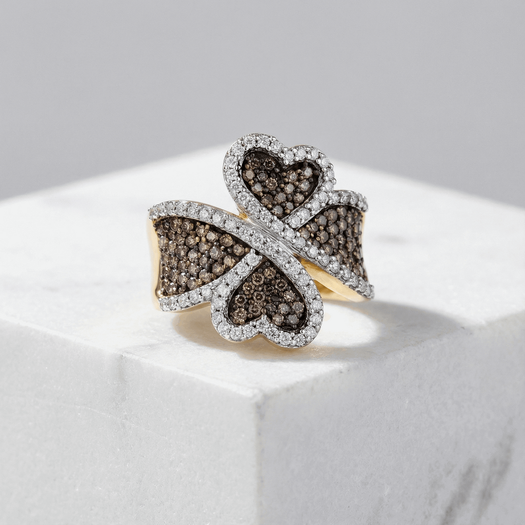 Women's 1.5ct Cognac Lab Diamond Heart Ring | 10K Yellow Gold | Draco