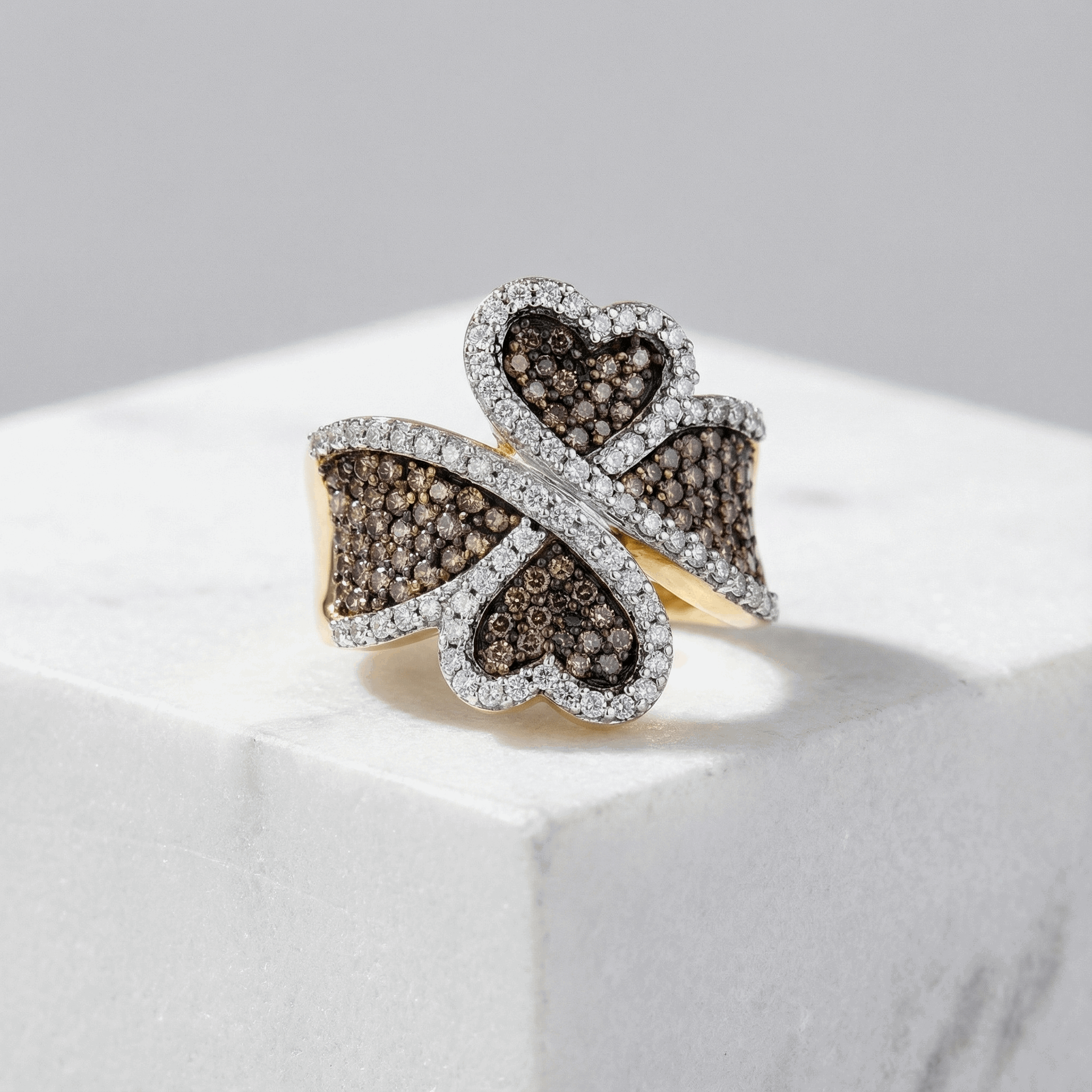 Women's 1.5ct Cognac Lab Diamond Heart Ring | 10K Yellow Gold | Draco