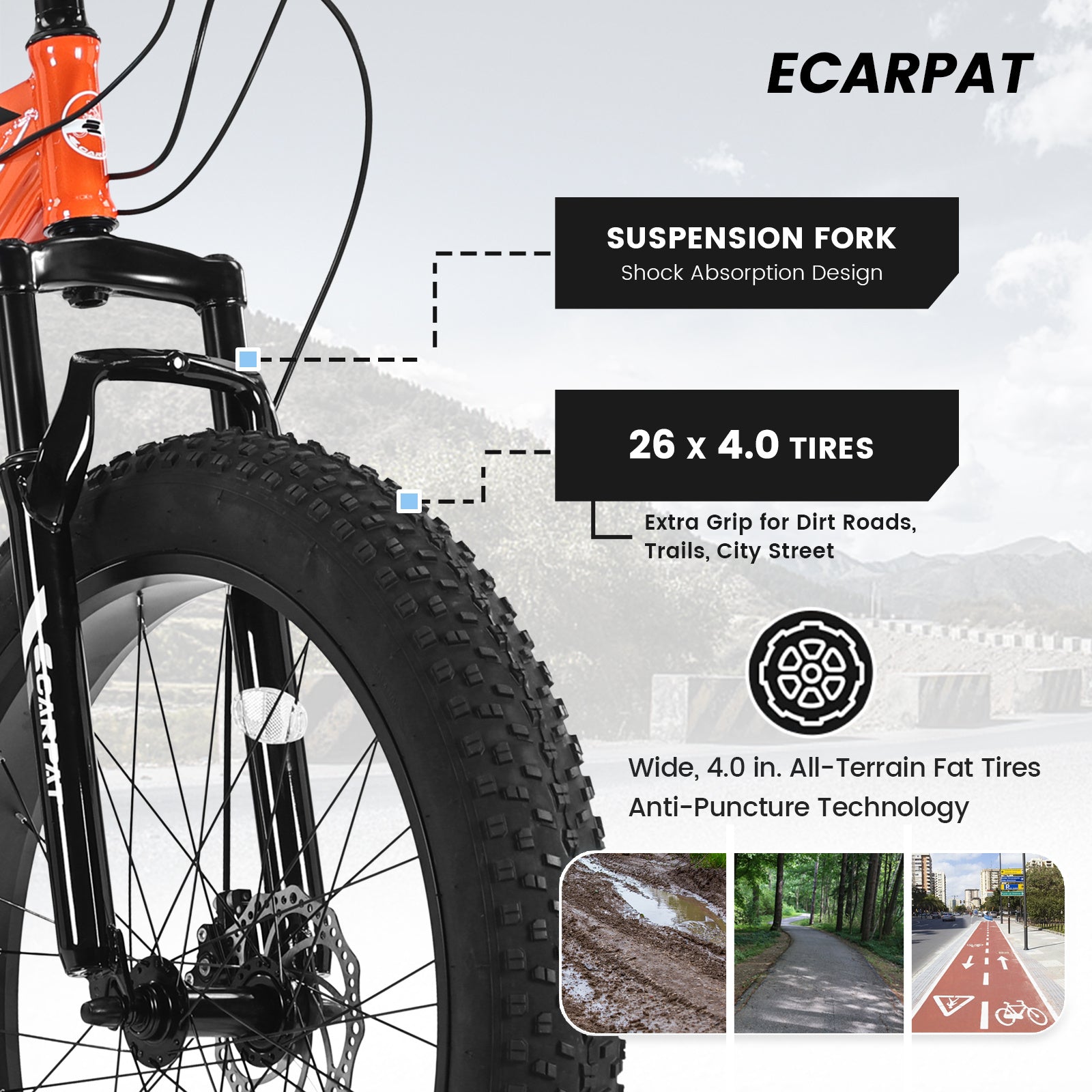 TerraForce™ City-Cruizer – 26" Fat Tire Mountain Bike (21-Speed, Full